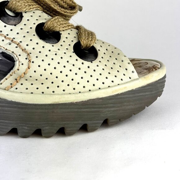 Fly London Perforated Leather Wedge Sandals - Chic and Comfortable. sz. 9.5/40 - Picture 7 of 12